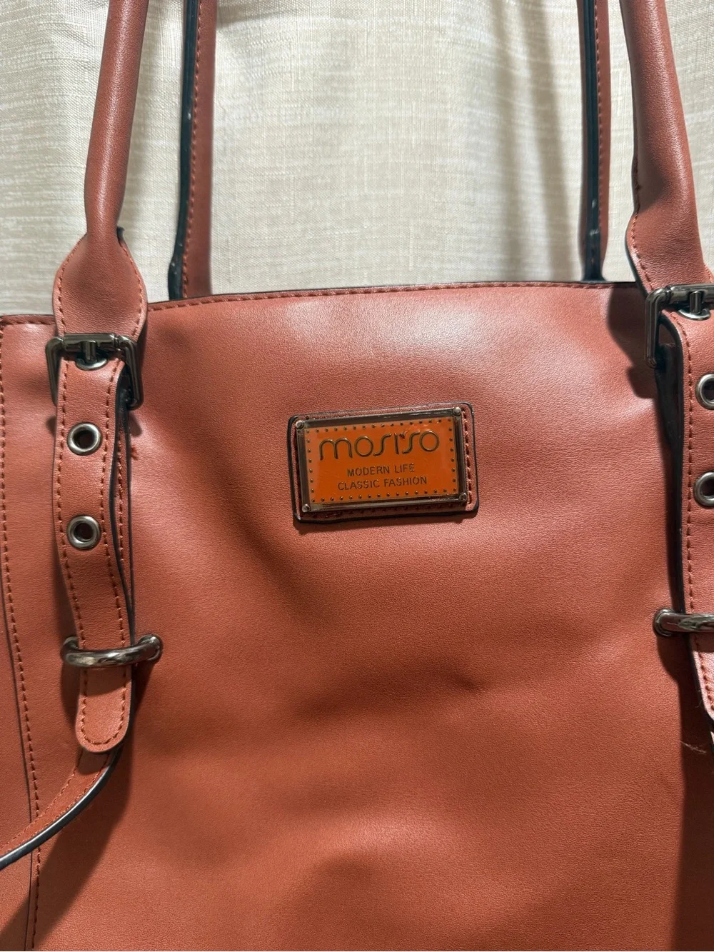 Mosiso Women's Leather Tote Bag in Cognac